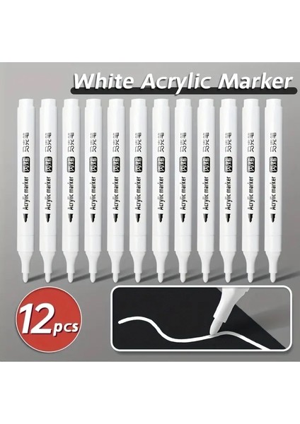 5 Adet Beyaz Akrilik Işaretleyici, Siyah Kağıt, Lastik, Plastik, Taş, Metal, Sanatçılar Için Resim Için Kalıcı Kalem Sanat Malzemeleri, Yeni Başlayanlar 12 Adet (Yurt Dışından)