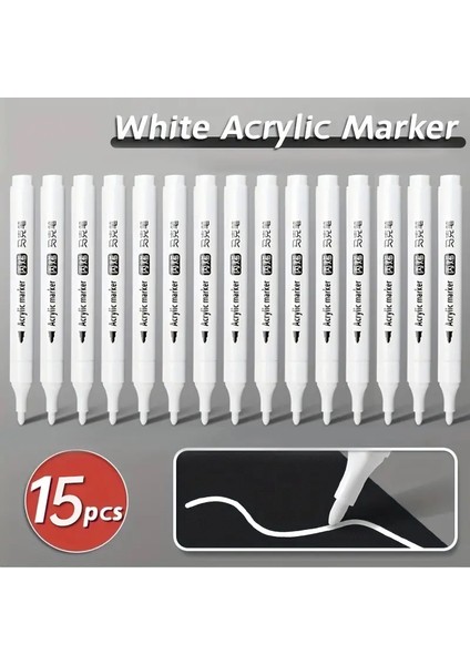 5 Adet Beyaz Akrilik Işaretleyici, Siyah Kağıt, Lastik, Plastik, Taş, Metal, Sanatçılar Için Resim Için Kalıcı Kalem Sanat Malzemeleri, Yeni Başlayanlar 15 Adet (Yurt Dışından)
