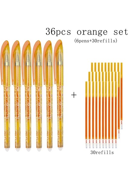 36PCS/SET Yeni 0,5 mm Silinebilir Jel Kalem Seti 6 Yıkanabilir Tutamak Sihirli Doldurma Boyama Kırtasiye Ofis Malzemeleri 36PCS Turuncu Set/mürekkep RengiÇok li (Yurt Dışından)