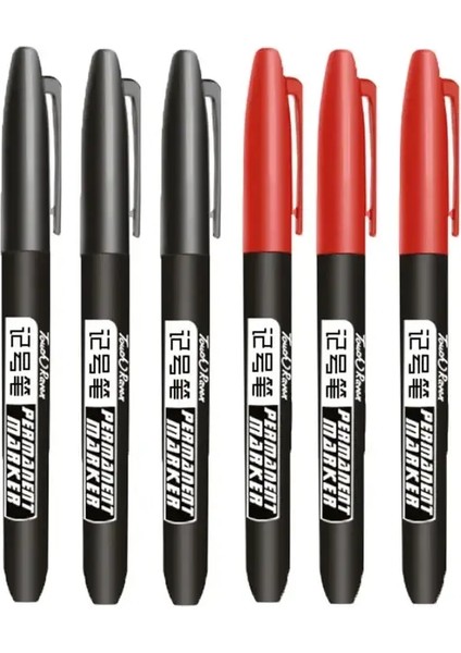 Kalıcı Marker Kalem Çizim Işaretleri Siyah Mavi Kırmızı Su Geçirmez Mürekkep Eskiz Kalem Kırtasiye Sanat Okulu Cam Metal Için Malzemeler3 Siyah 3 Kırmızı (Yurt Dışından)