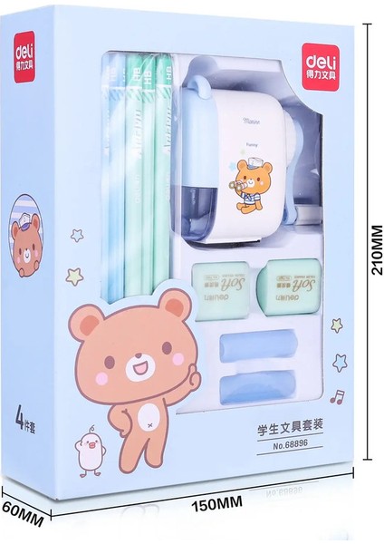 Deli Kawaii Kırtasiye Seti Pencil Sharper Lastik Siller 12 Pcs Grafit Pencil Kalemleri Kidscolor Için KidscolorSky Mavisi (Yurt Dışından)