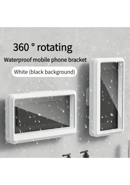 Su Geçirmez Duvar Telefon Kasası Standı Banyo Telefon Tutucu Duş Anti Sis Cep Telefonu Braketi 4-7 Inç Cep Telefonu Beyaz Siyah ile Uyumlu (Yurt Dışından)