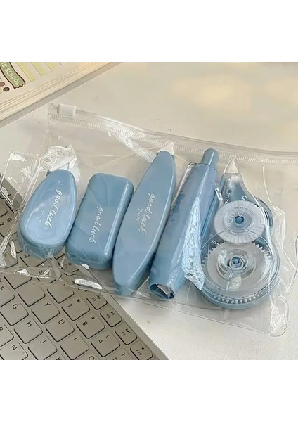 5pcs/set Macaron Taşınabilir Düzeltme Bant Okula Dönüş Ofis Malzemeleri Geri Düzeltme Kemeri Okula Dönüş RengiMavi (Yurt Dışından)