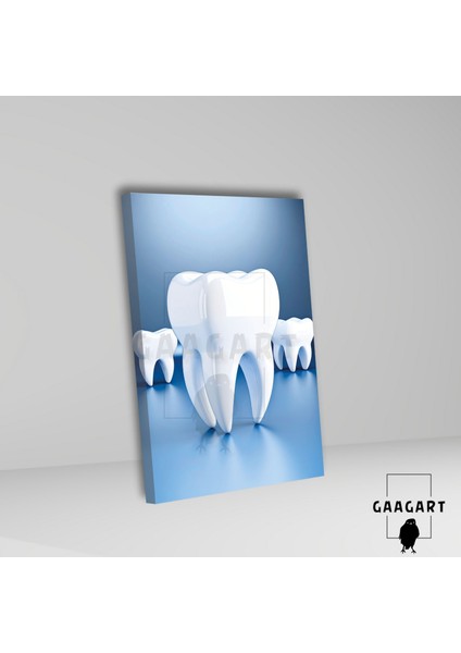 Tekli Dikey Kanvas Diş Poliklinik Tablosu 3D Görünümlü Dişler fiyatları