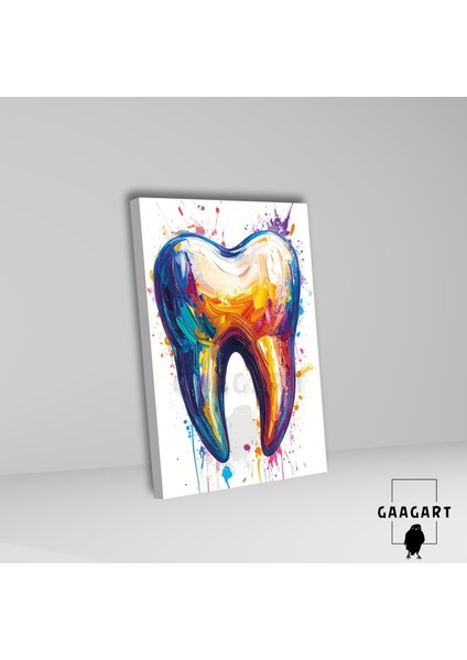 Tekli Dikey Kanvas Diş Poliklinik Tablosu Yağlı Boya Görünümlü Diş fiyatları