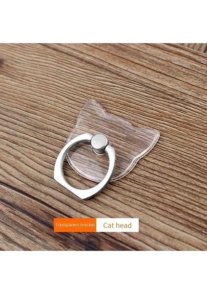 Iphone Xs Için Clear Cat Star Finger Finger Finger Cep Telefon Stand Sahibi Huawei Samsung Yuvarlak Hücre Telefon Tutucu Araba Montajı Stand Kedi Head (Yurt Dışından)