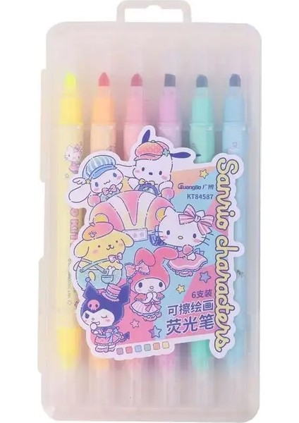 Sanrio 6/12PCS Vurgulayıcı Silinebilir Lolita Hello Kitty Kuromi Sevimli Grafiti Boyama Kalemleri Sınıf Işaretleri Öğrenci Istasyona6pcs Kutulu (Yurt Dışından)