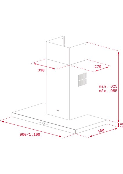 A4 DLH 985 T Duvar Tipi Davlumbaz 760 m³/h Inox/Siyah 90 cm 40437100 fırsatları