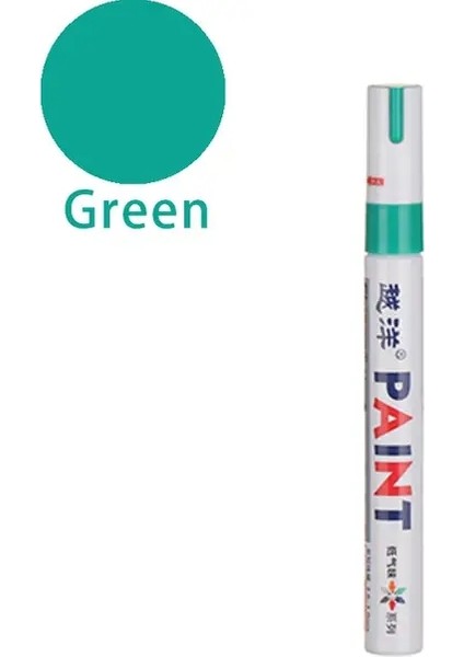 12 li Beyaz Su Geçirmez Kauçuk Kalıcı Boya Işaretleyici Çizim Araba Lastik Sırtı Çevre Lastik Boyama Vurgulayıcı Kalem Yeşil (Yurt Dışından)