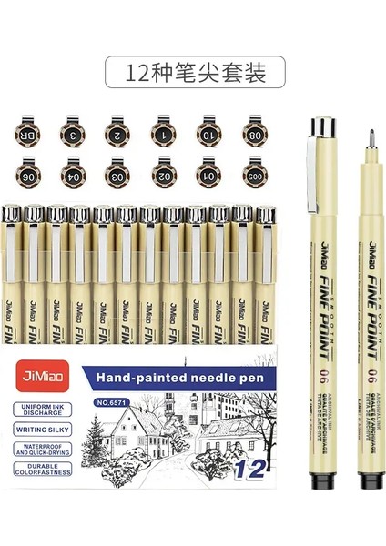 Bvıew Art 6/12 Pcs Manga Markers Iğne Kalem Sanat El Yüzlüğü Hook Hat Kalem Kurtarıcı Kırtasiye Seti Sanat Okulu Malzemeleri Artcolor6 Pcs (Yurt Dışından)