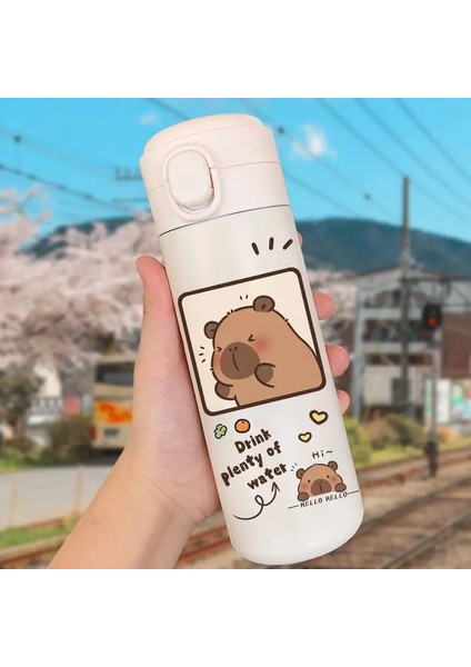 Capya Anime Kids Termos Kupa Sevimli Karikatür Kart Süt Kupa Capya Kawaii Spor Su Şişesi Kahve Kupası Su ŞişesiKapasitesi420ML5 (Yurt Dışından)