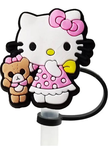 1-12PCS Miniso Hello Kitty Saman Kapak KAPAĞI10MM Içecek Saman Tapası Yeniden Kullanılabilir Sıçrama Kanıtı Içme Fit Kupa Saman Kapağı Takılar Kolye 1PCS-10MM (Yurt Dışından)