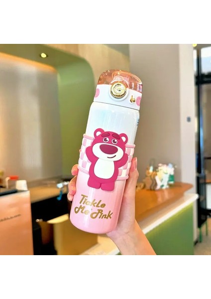 500ML Karikatür Yavru Kedi Vakum Fincan Paslanmaz Çelik Yalıtımlı Şişe Ip Kaldırma ile Taşınabilir Dış Içme Su Dağı Kapasite500MLBeyaz Pembe Ayı (Yurt Dışından)