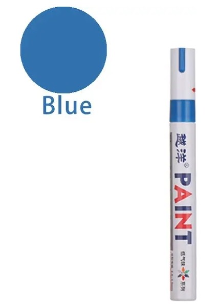 12 li Beyaz Su Geçirmez Kauçuk Kalıcı Boya Işaretleyici Çizim Araba Lastik Sırtı Çevre Lastik Boyama Vurgulayıcı Kalem Mavi (Yurt Dışından)