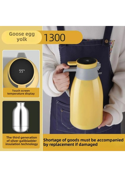 Mutfak Termal Su Isıtıcısı Ev Dijital Ekran Kahve, 1/1.3/2l Termos Cam Astar Vakum Şişeleri Büyük Kapasiteli Su Şişesi Kapasitesi1.0l-2.0 LC-1.3l (Yurt Dışından)