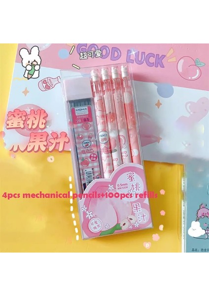 Sevimli Peach Dinozor Dolunlu Mekanik Kalemler Dolunlu Silgiler Silgileri Kawaii Otomatik Kalemler Korelalı Kırmızı Okul Ofis B (Yurt Dışından)
