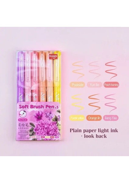 6pcs Yumuşak Fırça Ipucu Marker Kalemleri Sanatçı Işaretçiler Esnek Uç Elde Yazım Için Çeşitli ler El Yazısı Hat Çizim ÇizimBahar Seti (Yurt Dışından)