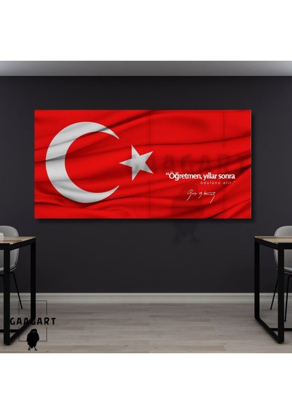 Panoramik Kanvas Makam Panosu Türk Bayrağı Atatürk “öğretmen, Yıllar Sonra Ödülünü Alır.”