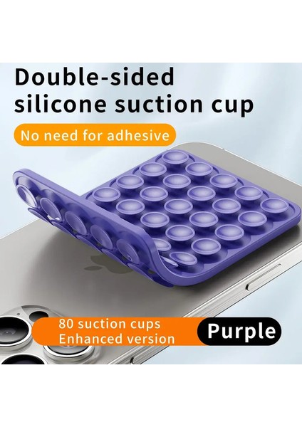 Çift Taraflı Silikon Emme Pedi Cep Telefonu Fikstürü Vantuz Destekli Yapışkan Silikon Kauçuk Emici Ped FixingcolorMor (Yurt Dışından)