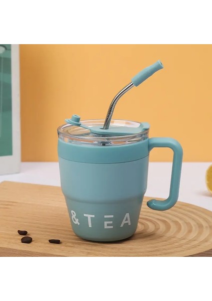 480ML Kahve Fincanı Paslanmaz Çelik Yalıtımlı Dak Soğuk Sıcak Içecekler Su Çay Sütü Ofis Dış Saman Kapağı Taşınabilir Su Keklik480MLSiyah (Yurt Dışından)