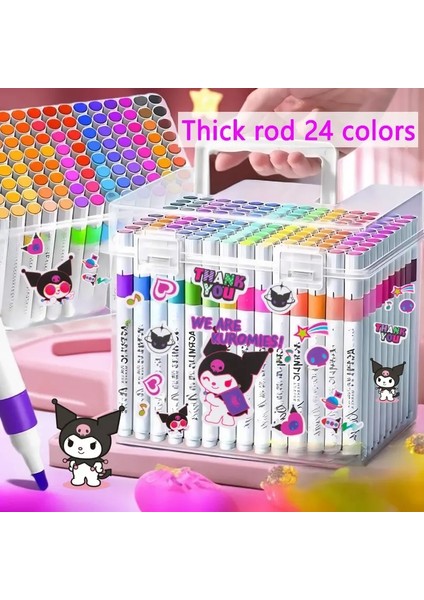 Sanrio Cinnamoroll Karikatür Akrilik Işaretçi Anaokulu Öğrencileri Için Boya Fırçası Kağıt Sıkı Istiflenebilir Çocuk Kalemi Seti Kalın Çubuk 24 (Yurt Dışından)