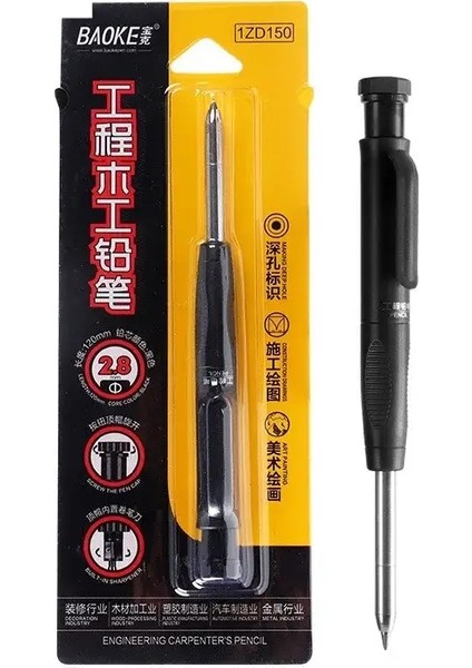 2.8mm Carpenter Mekanik Kalem Ahşap Işleme Için Keskinleştirme ile Uzun Kafa Marangoz Kalem Sevimli KırtasiyeSiyah-1pc (Yurt Dışından)