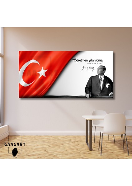 Panoramik Kanvas Makam Panosu Atatürk ve Bayrak “öğretmen, Yıllar Sonra Ödülünü Alır.”