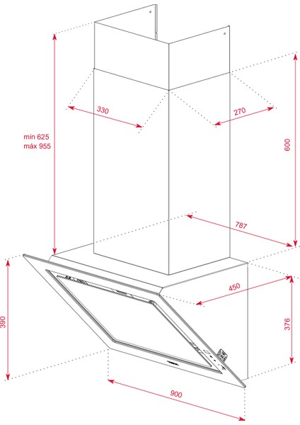 DLV 98660 ST Duvar Tipi Davlumbaz 725 m³/h Gri Cam 90 cm 112930033 indirimleri