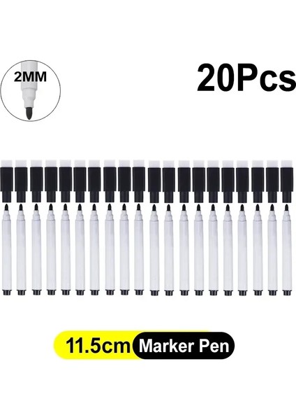 5-50PCS Black Marker Pens Manyetik Beyaz Tahta Kuru Silme Kalemleri Silgi ile Inşa Edilmiş Kapak Ofis Okul Kırtasiye Yazma Araçları 20 Pcs (Yurt Dışından)