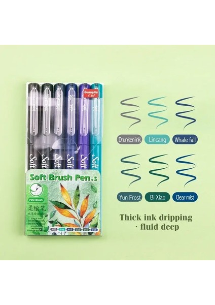 6pcs Yumuşak Fırça Ipucu Marker Kalemleri Sanatçı Işaretçiler Esnek Uç Elde Yazım Için Çeşitli ler El Yazısı Hat Çizim ÇizimBahar Seti (Yurt Dışından)