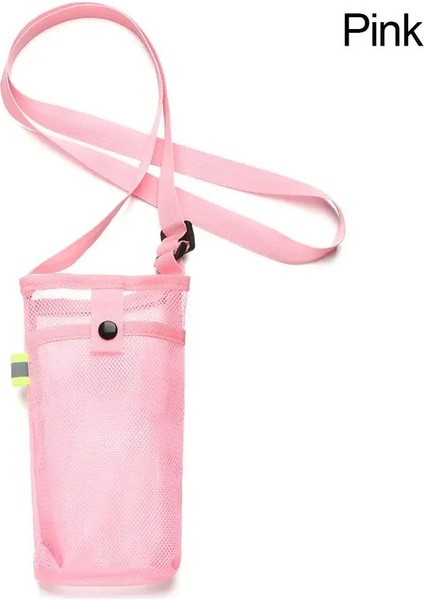 Spor Su Şişesi Kapağı Cep Telefon Torbası Kamp Aksesuarları Mesh Cup Sleeve Tecesi Taşınabilir Görünür Çanta Kayış RengiPembe (Yurt Dışından)
