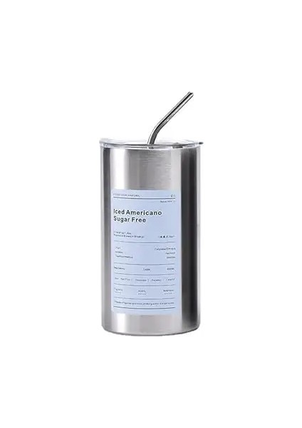 20OZ Buzlu Amerikan Yalıtımlı Kahve Kupası Paslanmaz Çelik Samanlı Kapak Kupası ile Travelcoffeecup Doublelayinsulated Thermos Cupcapacity600MLSiyah 600ML (Yurt Dışından)