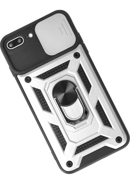 Newface iPhone 7 Plus Kılıf Pars Lens Yüzüklü Silikon - Gümüş modelleri