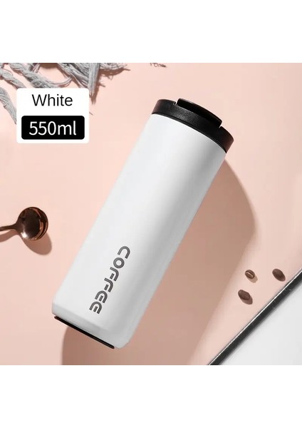 550ML Paslanmaz Çelik Kahve Termos Şişesi Termal Kupa Sızdır Köpek Vakum Şişeler Kahve Kupası Seyahat Taşınabilir Yalıtımlı Şişe Kapasitesi550MLBeyaz (Yurt Dışından)