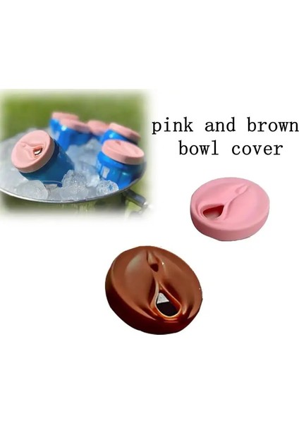 2025 Soda Kapağı Silika Jel Içeceği, Yaratıcı Modelleme Dökülmeye Uyumsal Soda Kapağı Standart Konserve Içecek Kapağı Pratik Kupa Kapağı Pembe ve Kahverengi (Yurt Dışından)