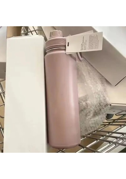 Düz Hayata Dönüş Spor Su Şişesi 710ML Paslanmaz Çelik Saf Titanyum Vakum Taşınabilir Sızdır Yalıtımlı Yalıtımlı Su Kupası Sarı (Yurt Dışından)