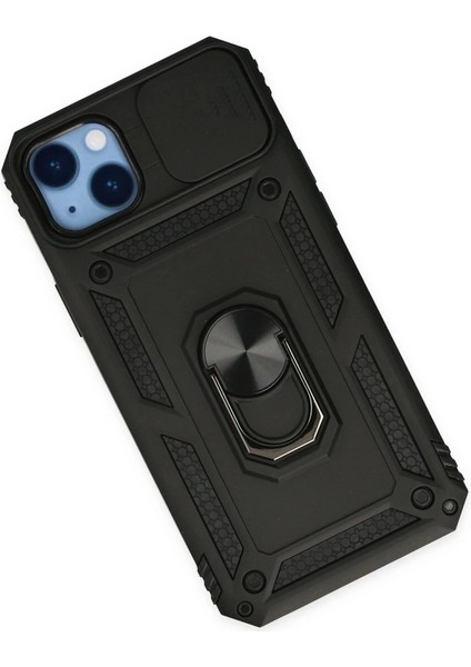 Newface iPhone 14 Plus Kılıf Pars Lens Yüzüklü Silikon - Siyah modelleri