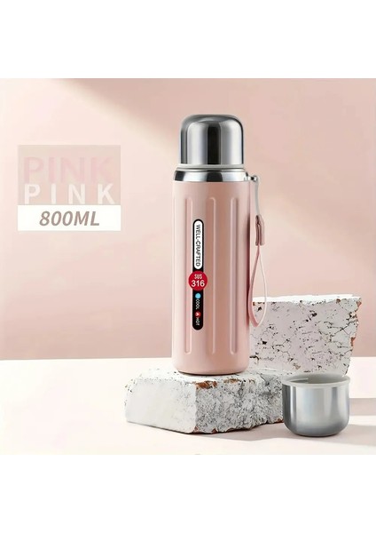 800ML Vakum Şişesi Yalıtımlı Su Şişeleri Sıcak ve Soğuk Içecek Için Termal Kur Sıcak ve Soğuk Içecek Yaz Kış Içerisileri Kapasite800MLF-Pink (Yurt Dışından)