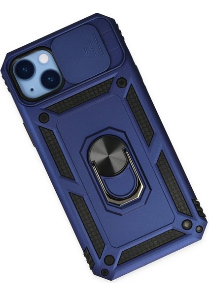 Newface iPhone 14 Plus Kılıf Pars Lens Yüzüklü Silikon - Lacivert modelleri