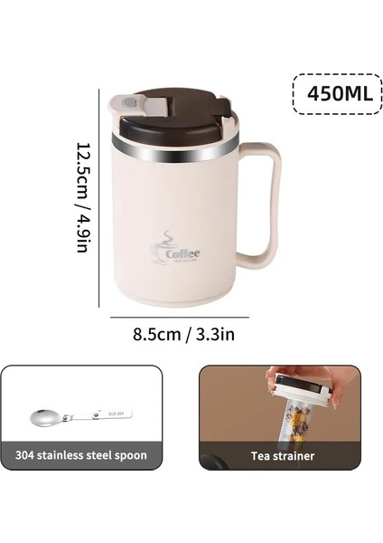 Worthbuy Çift Duvar Termal Yalıtımlı Kahve Kupası 304 Spoontea Süzgeç Sızdıran Içme Cupcapacity: 401-500ML/RENK: Bej 450ML (Yurt Dışından) fiyatları
