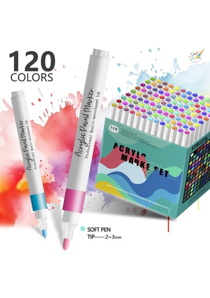 120 Akrilik Boya Kalemleri Işaretçiler Kaya Boyama Ahşap Tuval Taş, Noelsi Diy CraftscolorYumuşak KAFA-120 ler (Yurt Dışından)