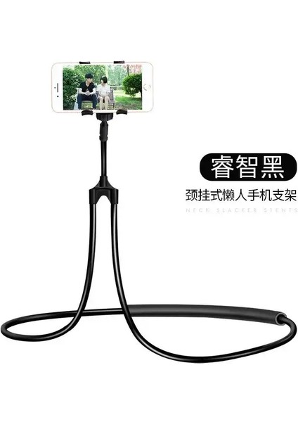Cep Telefonu Tutucu Asılı Boyun Tembel Cep Telefonu Montaj Aksesuarları Ayarlanabilir 360 Derece Telefon Sahibi Iphonecolor Için StandSiyah 78CM (Yurt Dışından)