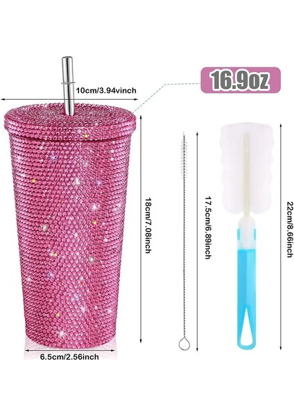 1 Pc Rhinestone Kahve KupasıKupası Rhinestone Rhinestone Termos Kupası Çift Paslanmaz Çelik Samansız Kahve Kupa Su Şişeleri Kapasite500MLPembe (Yurt Dışından)
