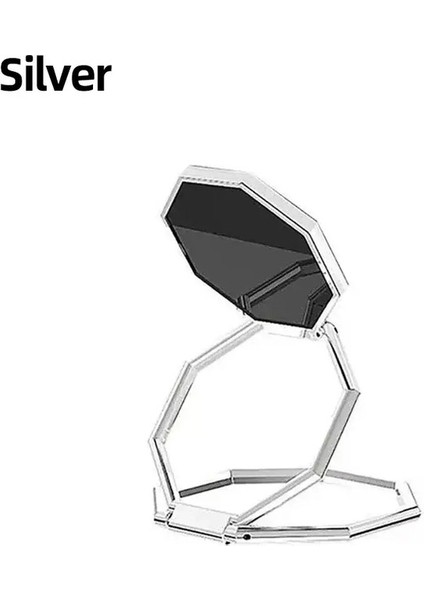 360 ° Döndürülebilir Cep Telefonu Katlanabilir Standı Ultra Ince Telefon Yüzüğü Standı Çok Açılı Taşınabilir Masaüstü Altıgen Dedikodu Metal StancolorGümüş (Yurt Dışından)