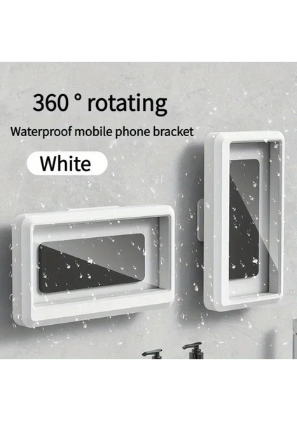 Su Geçirmez Duvar Telefon Kasası Standı Banyo Telefon Tutucu Duş Anti Sis Cep Telefonu Braketi 4-7 Inç Hücre Fonkolor ile UyumluBeyaz (Yurt Dışından)