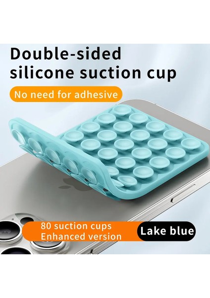 Çift Taraflı Silikon Emme Pedi Cep Telefonu Fikstürü Vantuz Destekli Yapışkan Silikon Kauçuk Emici Herhangi Bir Akıllı Telefon RengiLake Blue (Yurt Dışından)