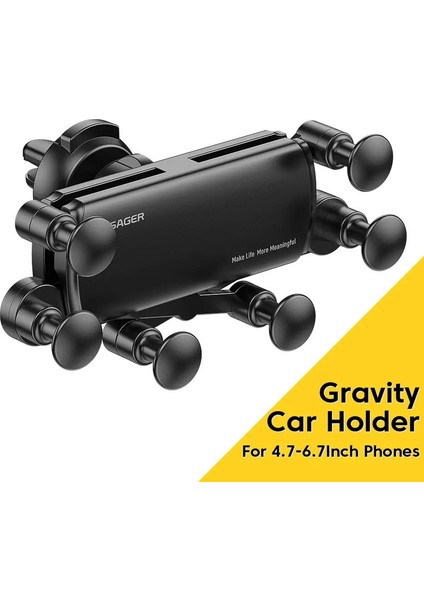 Esger Altı Nokta Yerçekimi Araba Telefon Tutucu Hava Havalandırma Klibi Gps Mount Stand iPhone 14 Samsung Xiaomi Akıllı Telefon Tutucu DestekcolorSiyah Type1 (Yurt Dışından)