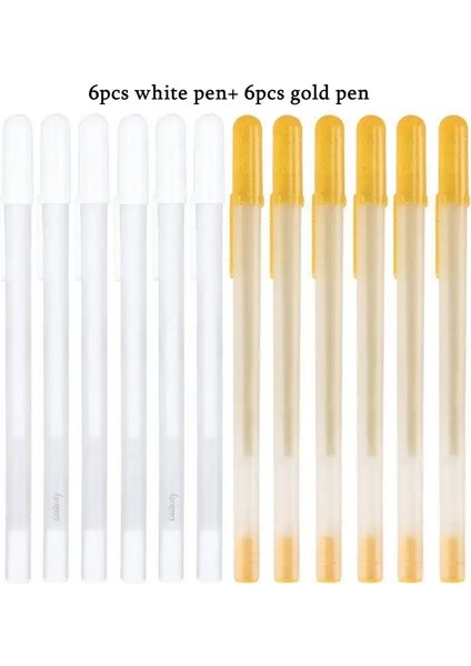12/53 Pcs Jel Kalem Seti Altın/gümüş/beyaz Jel Kalem Beyaz Mürekkep Beyaz Kalem Çizimi, Eskiz, Illüstrasyon Deisgn 6 Beyaz-6gold Kalem (Yurt Dışından)