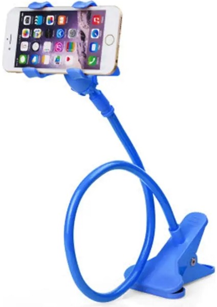 Universal Lazy Bracket Cep Telefon Tutucu Gooseeck Stand Klip Esnek Çubuk Destek Braketi 360 Yapılabilir Tembel Stand Mavi (Yurt Dışından)
