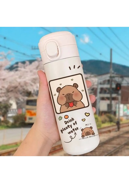 Capya Anime Kids Termos Kupa Sevimli Karikatür Kart Süt Kupa Capya Kawaii Spor Su Şişesi Kahve Kupası Su ŞişesiKapasitesi420ML4 (Yurt Dışından)